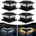 TW SHINE 4 Pack Solar Outdoor Fence Post Lights, 2 Modes Post Cap Lights Waterproof Color Changing Warm White/Cool White for Yard, Garden, Porch, Patio Decor, for 4x4 5x5 6x6 Wood Posts by TWSHINE