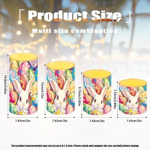 Painting Bunny Flameless Candles with Remote and Timers Easter Eggs Flickering Battery Operated Candles Waterproof Flameless LED Pillar Lights for Indoor Outdoor Holiday Decoration - Image 4