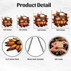 Hedgehog Pumpkin Fall Leaves Acrylic Suncatcher - Image 2