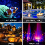 Submersible LED Fountain Light - Underwater Pool Lamp, IP68 Waterproof Ring Middle Hole Pond Lighting, 12/24V RGB Landscape Lamp, with Remote Control(24W(24V)) - Image 6