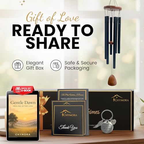 Memorial Wind Chimes for Outside — Sympathy Gift for Loss of Loved One, 36" Aluminum Pipe & Solid Pine Wood Windchimes, Deep-Toned, Includes Keepsake Letter & Keychain — Porch Decor - Image 4