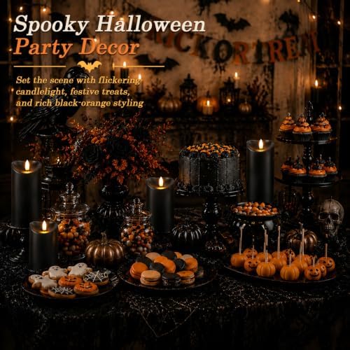 Homemory Halloween Black Waterproof LED Candles with Remote Timer, Set of 6 - Image 6
