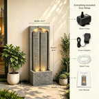 39" Outdoor Water Fountain, Modern LED Resin Water Wall Feature - Image 2