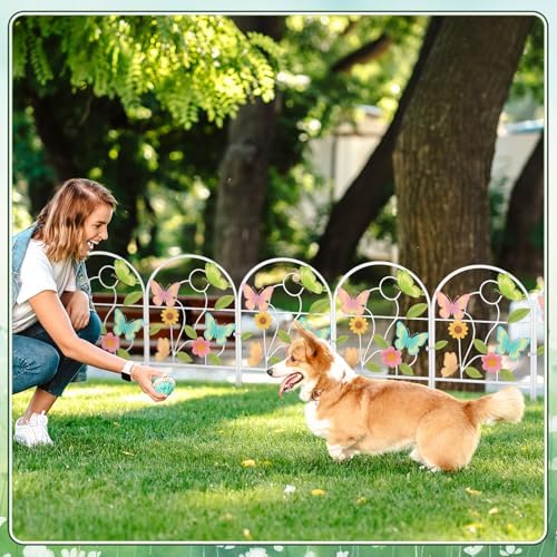 Yaocom 6 Pack Pastel Butterfly Garden Fence 16.5" H x 11.8" W Metal Stake - Image 5