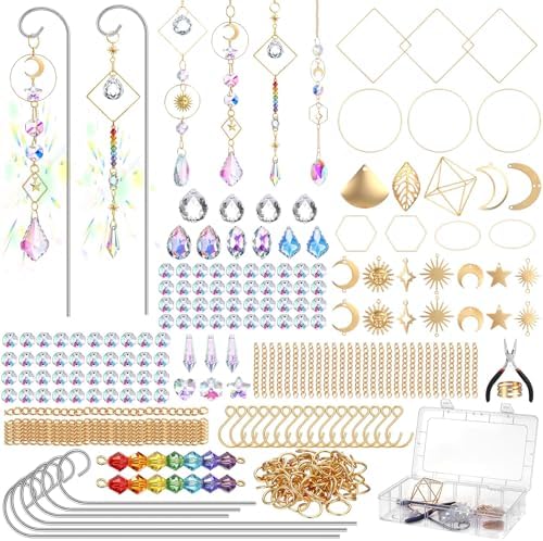Rivvlive 6 Sets DIY Crystal Suncatcher Kit Sun Catchers Making Supplies Kit with 3 Size Tall Trellis for Potted Plants Indoor Plant Stake Suncatcher Decoration for Office Home by Unknown
