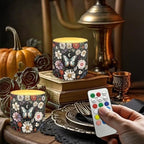 4 PCS Flameless LED Candle with 4H 8H Timer Remote Retro Butterfly Moon Flower Electric Pillar Candle with Color Changing Control for Room Fall Wedding Christmas Decorations - Image 2