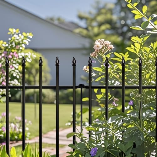 Thealyn 32" H x 24" W Metal Garden Fence with Gate, Animal Barrier, 10 Ft - Image 6