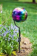 Evergreen Garden Mosaic Glass Gazing Ball (Oil Slick Stainless Steel) - Image 2