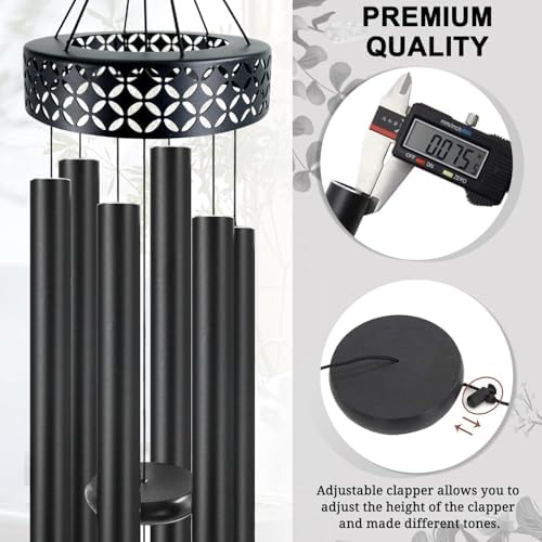 ASTARIN 48'' Deep Tone Wind Chimes for Outside - Large WindChimes with 6 Heavy Tubes, Memorial Chimes Outdoor for Garden Hanging Décor,Sympathy Gifts for Loved one,Home Décor, Black - Image 2