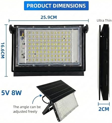 JIXNING Foldable Solar Flood Lights Outdoor with Remote Control, 6500K Waterproof Dusk to Dawn Solar Powered Security Light, Portable Adjustable LED Spotlights for Yard, Garden - Image 7