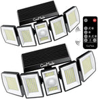 Solar Outdoor Flood Lights, 5-Head 300LED Motion Sensor Security Light, 270° Dusk to Dawn Waterproof Spotlights for wall Backyard Garage, Remote Control, 2 Pack by GeoMade