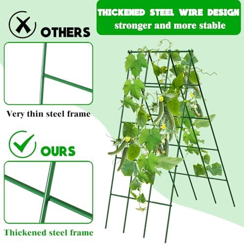 No Assembly Required Cucumber Trellis,2 Pack Trellis for Cucumbers,Outdoor Raised Bed Climbing Plant Support,A-Frame Garden Frame,Used for Vegetables,peas,Tomatoes,Squash,Melon and Fruit Frame - Image 5