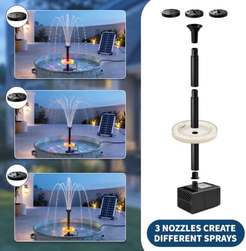 Yeomi 6W Solar Fountain for Bird Bath, Solar Fountain Pump - Image 3