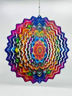 Shwing 12 Inch Rainbow Mandala Wind Spinner Colorful Boho Hanging Decor Vibrant Metal Ornament Outdoor Kinetic Garden Art 3D Wind Spinner for Patio Porch Backyard Decoration - Image 3