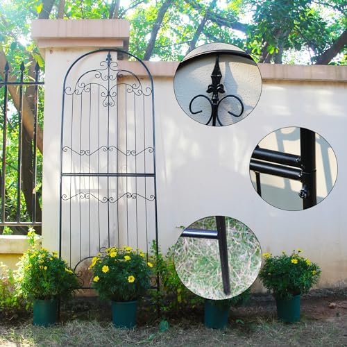 Garden Trellis for Climbing Plants 86.6" H x 29.5" W Tall Garden Trellis Wrought Iron Heavy Scroll Metal Decoration Lawn Patio for Rose Clematis Ivy Weather Resistant - Image 3