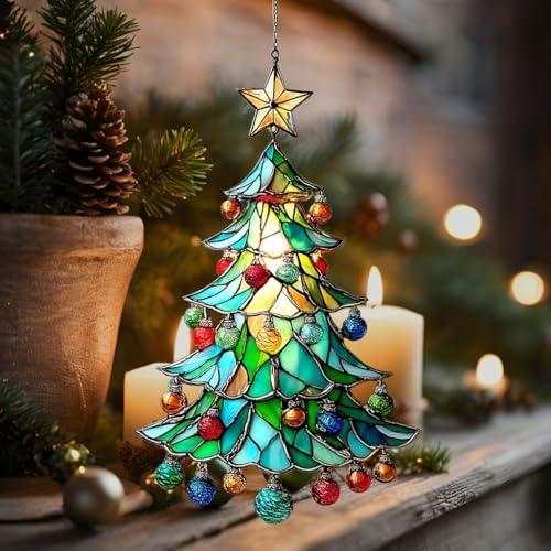 Mosaic Style Christmas Ornaments Tree Acrylic Suncatcher - Image 5
