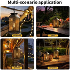 2 Pack Solar Lanterns Outdoor, Hanging Glass Solar Lights Waterproof, Dual Power Solar & 2*AA Battery, for Porch, Patio, Yard and Indoor Table or Mantel - Image 3