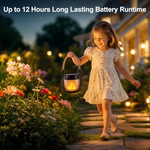 Solar Lanterns Outdoor Waterproof 4-Pack, Flickering Flame Effect - Image 6