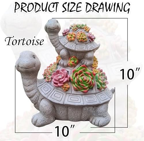 Large Turtle Solar Garden Outdoor Statues with Succulent and 6 LED Lights,Outside Solar Turtle Decor Art for Garden,Home,Lawn,Yard, Balcony Ornament - Image 3