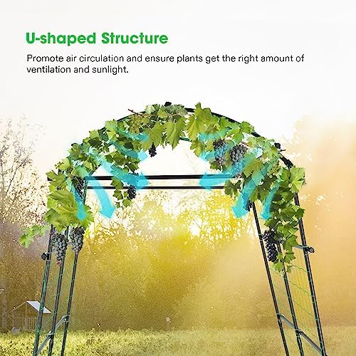 VIVOSUN 7Ft. Arch Trellis for Climbing Plants, 7 x 6 x 7ft Tall Metal Tunnel Trellis, Lightweight Metal Plant Support Archway with Nylon Netting for Climbing Vine, Vegetables, Fruits, Flowers, Black - Image 2