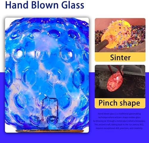 Garden Solar Lights Outdoor, Decorative LED Honeycomb Glass Ball Garden Stake, Glass and Metal Outdoor Decoration, 4 x 31 Inch (Dark Blue) - Image 7