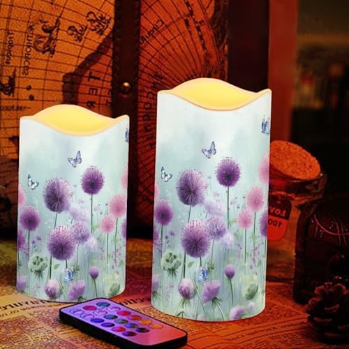 Dandelion LED Flameless Candles Realistic Dancing Flame with Remote Control Waterproof Outdoor Pillar Lights (4 Pack) Battery Operated Candles for Patio Poolside Garden Path - Image 5