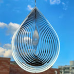 Hanging Wind Spinners,3D Water Droplets Shape Highly Reflective Stainless Steel Outdoor Garden Decor, Decorations to Scare Away Yard Birds 11.4inch 2Pcs - Image 3