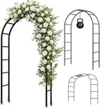 Thickened Tube Garden Arch,7.3ft Heavy-Duty Metal with 16mm Steel Tubes & 0.5mm Thickened Wall, Durable Outdoor Trellis for Climbing Plants,Roses,Garden Party,Ceremony & Decorations (Black) by ADOROX
