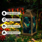 Solar Lantern Stained Glass Whale Ocean Wall Outdoor Waterproof Garden Hanging Lantern Solar Powered Lighting Outside Solar Light for Patio Yard Camping, Gifts for Women Mom - Image 3