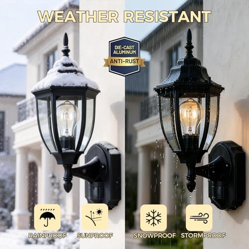 Porch Lights Outdoor Motion Sensor Wall Sconce Anti-Rust Aluminum, Exterior Outdoor Wall Lights Dusk to Dawn Porch Light Fixture Wall Mount for House Outside Patio - Image 2