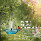 Solar Cascade Hanging Bird Bath Fountain, 9.25" W Metal Solar Powered Birdbath with Water Pump, Large Humming Birds Baths Fountains for Outdoor Garden Decor (Single Layer*2) - Image 5