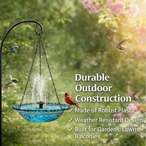 Solar Cascade Hanging Bird Bath Fountain, Metal Solar Powered Birdbath with Water Pump, Large Humming Birds Baths Fountains for Outdoor Garden Decor (Three-Tiered Fountain) - Image 3