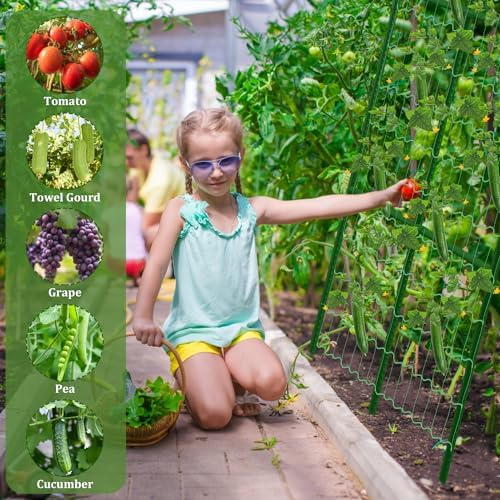 Cucumber Trellis for Raised Beds, 31 X 47 Inch Adjustable Size A-Frame Garden Trellis for Climbing Plant Outdoors with Climbing Net and Plant Support Clip for Vegetable Grape Tomato Garden Supplies - Image 6