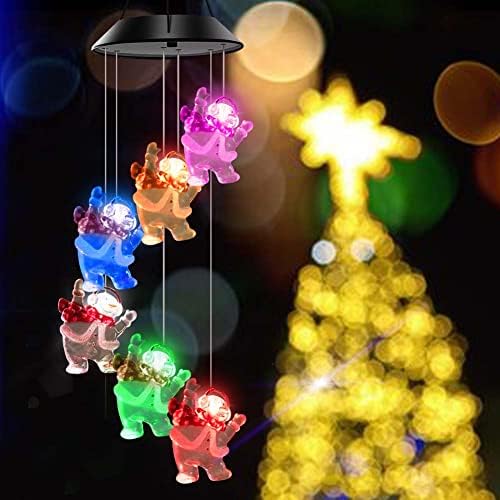 Solar Snowman Star Wind Chimes Outdoor,LED Color Changing Solar Lights Outdoor Decor Mobile Wind Spinner Wind Chimes for Home Party Night Garden Decoration by Wanmingtek