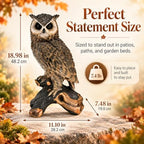 18.98" Realistic Owl Garden Statue, Resin Bird Deterrent, Brown Yard Decor - Image 3