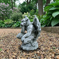 OLOMA Sitting Gothic Gargoyle Concrete Garden Statue Outdoor Yard Decor Handmade Beast Fantasy Sculpture Weather Resistant Cement Lawn Ornament Patio Porch Yard Lawn Decor by OLOMA