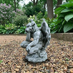 OLOMA Sitting Gothic Gargoyle Concrete Garden Statue Outdoor Yard Decor Handmade Beast Fantasy Sculpture Weather Resistant Cement Lawn Ornament Patio Porch Yard Lawn Decor by OLOMA