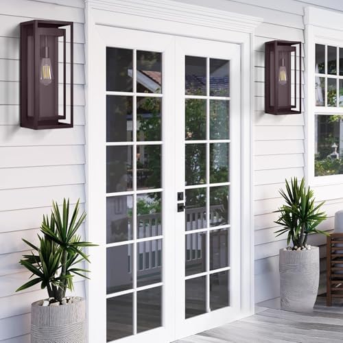 19 Inch Bronze Outdoor Wall Light Fixtures, 2 Pack Porch Lights - Image 2