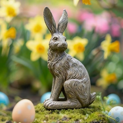 DiliComing Outdoor Rabbit Garden Statue 12 Inch Grey Bunny Yard Decor by DiliComing