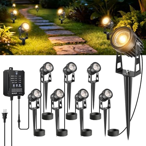 All-in-One Low Voltage Landscape Lighting Kit, 8 Pack Landscape Lights with Smart Transformer, Dimmable Waterproof Outdoor LED SpotLights, 24V LED Landscape Lights for Yard, Garden(Warm White) by LightingWill