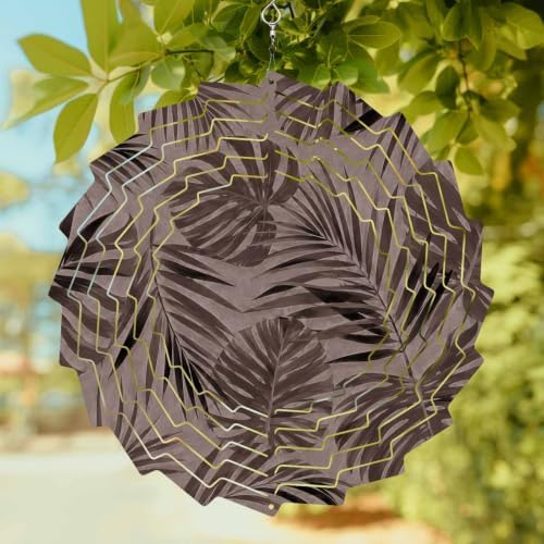 12 Inch Brown Palm Leaves Wind Spinner for Yard and Garden, Tropical Summer Beach Coastal Hanging Ornaments Outdoor 3D Kinetic Wind Sculpture Spinners Indoor Outdoor Patio Décor Ornaments Gift - Image 2