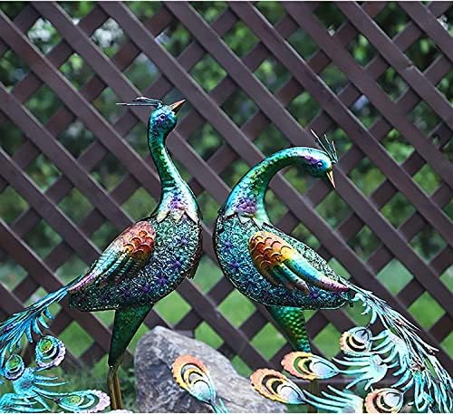 Ujicde 22.8Inch Peacock Statue Garden Ornaments Outdoor, Large Standing Metal Peacock Garden Sculpture, Garden Bird Art Decor for Yard Porch Patio (Color : B) - Image 5