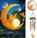 Solar Moon Cat Wind Chimes,Cat Lover Gifts for Mom Women Mothers Day by YJFWAL