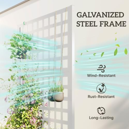 Outsunny Galvanized Raised Garden Bedw/Trellis 35" x 16" x 70" White - Image 3