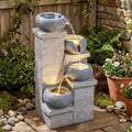 Giantex 4-Tier Water Fountain Outdoor, 23 Inch Cascading Bowls Waterfall Fountain with Warm LED Lights & Pump, Outside Zen Water Feature for Patio, Balcony, Deck, Garden, Yard Decor by Giantex