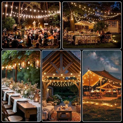 66FT Outdoor String Lights with Remote, 27 Dimmable Shatterproof LED Edison Bulbs, Waterproof Patio & Backyard Lights for Pergola, Deck, Garden, Bistro, Commercial Grade Hanging Lights - Image 7