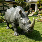 27.5" Large Realistic Rhinoceros Garden Statue Resin Sculpture by Unknown