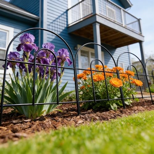 24in(H)×50ft(L) Black Decorative Garden Border Fence Total 35 Panels No Dig Metal Folding Fence Panel Garden Edging Border Fence for Animal Barrier Fencing Flower Bed Yard Patio - Image 4