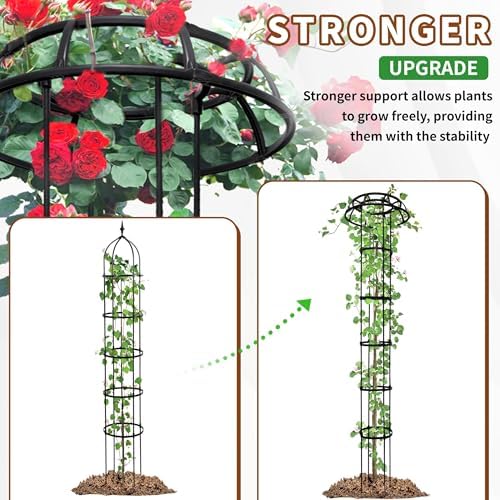 2 Pack Umbrella Top Trellis for Climbing Plants, 76 Inch Tall Adjustable Plant Support for Outdoor Indoor Garden, Sturdy Metal Core with Plastic Coating, Black - Image 4