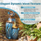 29.5" Outdoor Garden Water Fountain, 3-Tier Ceramic-Look Waterfalls - Image 5